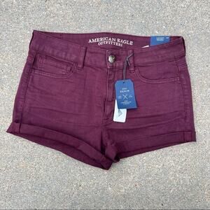 AEO American Eagle outfitters maroon super super stretch high rise Shortie 8 NWT